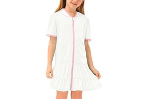 BesserBay Girl's Zip-Up Terry Cover Up Cozy Bathrobe with Hood 4-14 Years