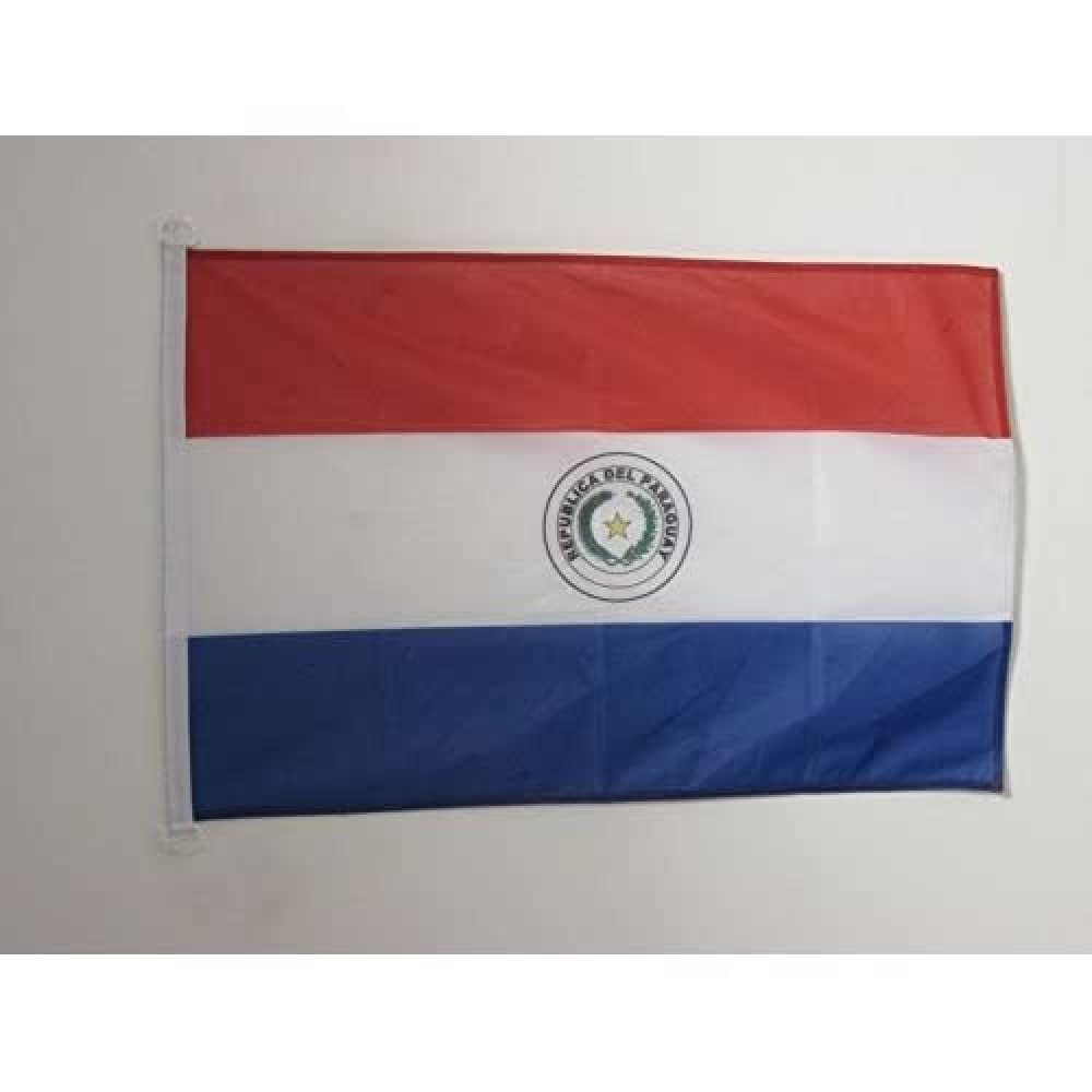 AZ FLAG - Paraguay Flag - 2x3 Ft - For Outdoor - Paraguayan Banner Knitted Polyester with Two Plastic Rings - Fade Resistant - Vivid Colors - 2' x 3' Feet - 90x60 Cm
