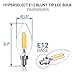 HyperSelect LED Filament Bulb, Blunt Tip 20 Watt (2W), Candle bulb, E12 Base, 2700K, Non Dimmable, 6 Pack