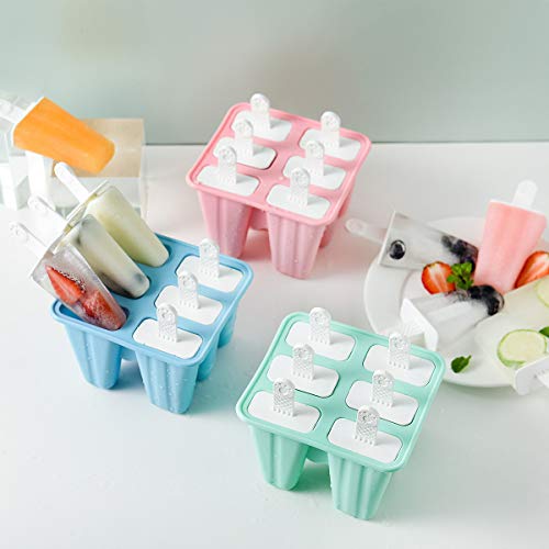 Popsicle Molds 12 Pieces Set - Reusable Silicone Ice Pop Maker With 16 Sticks, Funnel & Brush, Blue