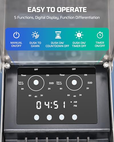 DEWENWILS Transformador de paisaje de bajo voltaje de 300 W, multizona, transformador de iluminación de paisaje exterior con sensor de fotocélula y temporizador, 120 V a 12 V/14 V, resistente a la int
