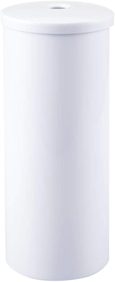 mDesign Modern Plastic Toilet Tissue Paper Roll Holder Canister Stand with Lid - Vertical Bathroom Storage for 3 Rolls of Toilet Tissue - Holds Large Mega Rolls - 2 Pack - White: Home & Kitchen