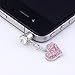 Generic Universal 3.5mm Crystal Heart Dangle Anti Dust Earphone Jack Plug Stopper Pink