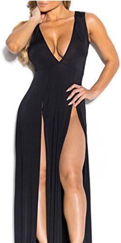 VIVOSKY Women's Sexy V Neck Side Split Club Dress Bandage Bodycon Party Dress
