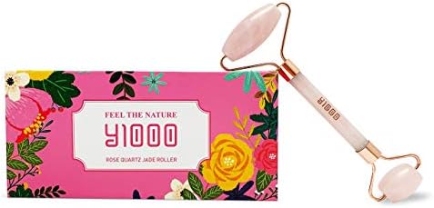 100% Real Natural Pink Crystal Face Roller for Facial Skin Care, Anti Aging, Wrinkle Removal and Massage and Consists of Velvet Pouch, Cleaner and Packing Box