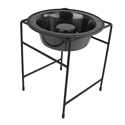 Platinum Pets Slow Eating Double Diner Feeder with Stainless Steel Dog Bowls, 40 oz, Black Chrome