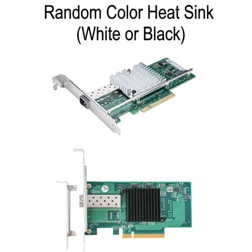 QSFPTEK 10G SFP+ Network Card for Intel X520-DA1, 10Gb SFP+ Single Port Ethernet PCIE Card with Intel 82599EN Chip, PCIe 2.0x8, 10G LAN PCI-E Windows 7/8/10/Linux/Vmware (White/Black Radiators)