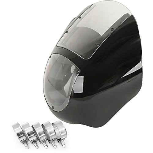 Vivid Black Quarter Head Fairing+Clear Windshield w/45-50mm Fork Stainless Steel Clamp For Harley Davidson Sportster 883 1200 Dyna Fat Bob