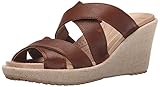 crocs Women's A-Leigh Crisscross W Wedge Sandal, Hazelnut/Chai, 7 M US