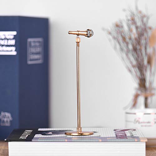Muslady Mini Microphone Mic Model Exquisite Desktop Decoration Ornaments Gift with Microphone Stand Delicate Box