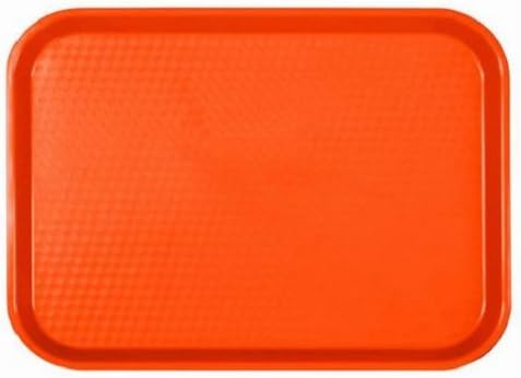 FAST FOOD SERVING TRAYS. SET OF 12 (DOZEN) PLASTIC | CAFETERIA | RESTAURANT (Orange, 14" X 17 3/4)