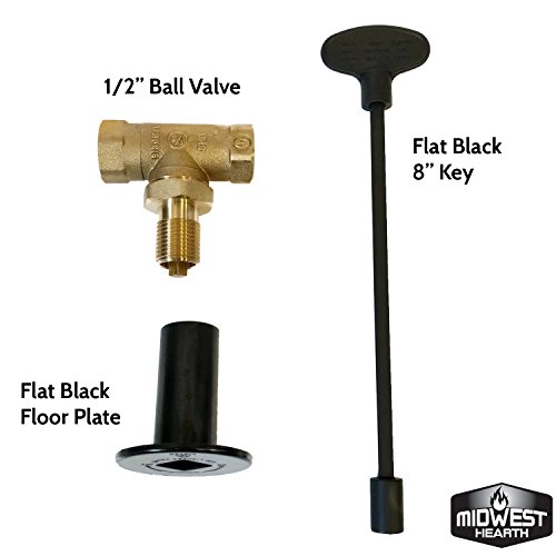 Midwest Hearth Gas Fire Pit Key Valve Kit 1/2" NPT Flat Black