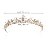 SWEETV Crystal Crown Princess Tiara Headband Rhinestone Leaf Pageant Wedding Hair Jewelry, Rose Gold