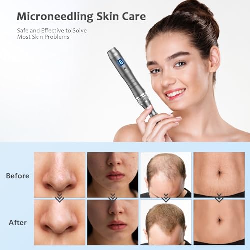 Dr. Pen Ultima M8 Microneedling Pen, Original Dr. Pen Machine Microneedle Wireless Professional Microneedling Pen Kit for Face Body Hair Beard Growth Gift – 12 Cartridges