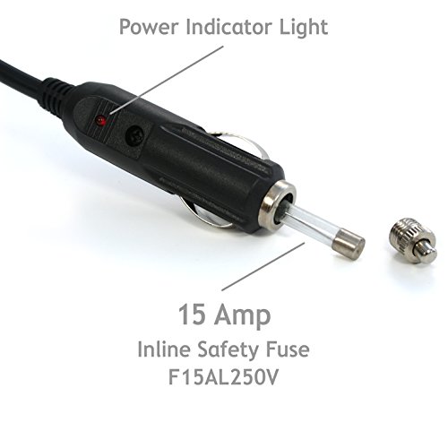 TireTek Premium 12V 13' Foot Heavy Duty Car Cigarette Lighter Socket Extension Cord, Fused (Black)