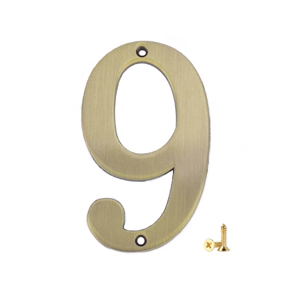 Photo 1 of 1Pcs 3Inch Metal House Numbers with M2 Screws Solid Zinc Alloy Mailbox Numbers for Outside, 3D Address Numbers for House, Apartment, Office, Hotel Room, Mailbox Signs (Bronze, No.9)