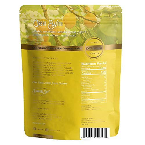 AZNUT Dried Turkish Dark Apricots, Jumbo Size, No Sulphur, NON-GMO Certified, Premium Quality, 100% Natural, Gluten-Free, Kosher, Resealable Bag, Snack&Joy, 1 LB