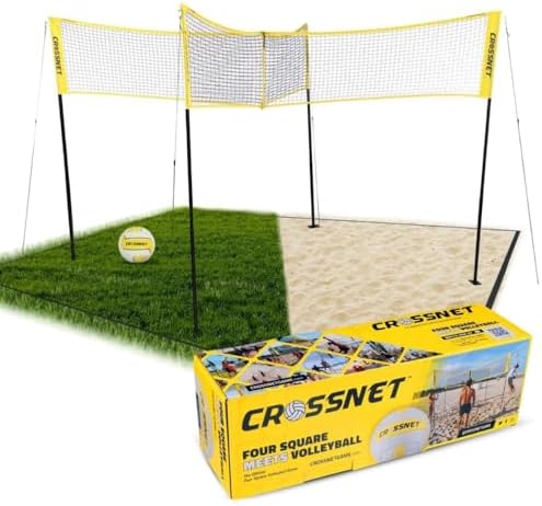 CROSSNET Four Square Volleyball Net & Game Set - Volleyball Set for ...