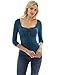 PattyBoutik Women’s Empire Waist Lace Up Long Sleeve Blouse (Teal M)