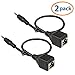 SHARPALIN 2 Pack DC3.5mm Stereo to DC3.5mm Stereo Audio Balun Extender Over Cat5/6 (2X Audio to RJ45 Female)