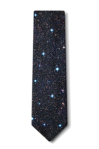 Men's Microfiber Black Spaced Out Galaxy Tie Necktie