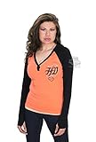 Harley-Davidson Womens Biker Zone H-D B&S V-Neck Orange Long Sleeve Henley - MD