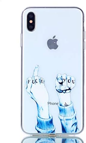 iPhone Xs Max - Soft TPU Case (6.5" Display), MerKuyom [Clear Transparent] Lightweight Slim-fit [Flexible Gel] Crystal Soft TPU Silicone Skin Case Cover for Apple iPhone Xs Max (Cool Finger Fuck You)