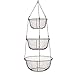 MyGift 3 Tier Bronze Metal Hanging Kitchen Fruit Basket, Country Rustic Heavy Duty Wire Produce, Vegetables and Storage Organizer Basket with Sturdy Ceiling Hook