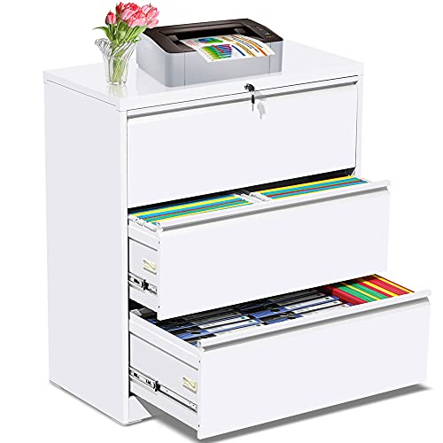3 Drawer Lateral File White, Metal Lateral Filing with
