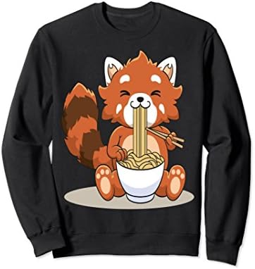 Unisex Red Panda Kawaii Ramen Sweatshirt 2XL Black