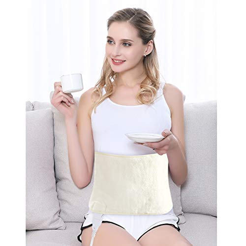 Tech Love Waist Heating pad for Lower Back Pain, Shoulder, Leg, Stomach Cramp Relief with Elastic Bands, Gel Pack for Hot or Cold Therapy, Mutifuctional, Reusable, Portable Heat Wrap, Off-White