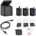 TELESIN 3-Pack Replacement Batteries and Triple Charger for GoPro Hero 8 Hero 7 Black Hero 6 Hero 5 Black Hero (2018) Camera, with Go Pro Accessories of Lens Cover, Lens Protector Film, 3 Battery Case
