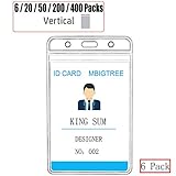 Vertical ID Badge Holders Sealable Waterproof Clear Plastic Holder, Fits RFID/Proximity/Badge Swipe Cards or Credit Card/Driver's License (6 Pcs, Only Holders)
