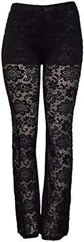 Women’s Sheer Pants with Floral Cutouts and Inside Shorts