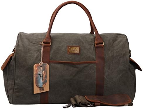 Canvas Duffel Bag TOPWOLFS 21" Weekender Bag Carry On Overnight Bag Travel Bag Tote Large Holdall Barrel Bag Luggage Green