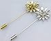 SAVORI Men's Lapel Flower Pin Boutonniere For Suit (Gold-silver (2 pcs)