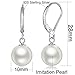 Pearl Earrings Dangle Pearls Earrings Silver Pearl Earrings for Women Sterling Silver Pearl Earrings Simulated Pearl Earrings Silver Pearl Dangling Earrings Pearl Leverback Earrings 10MM