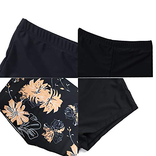 CIZITZZ Women\'s 2 Piece Swimsuits High Neck Halter Printed Tankini Sets Tummy Control Bathing Suit,Black Floral,S