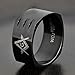 Masonic Black Plated 10mm Stainless Steel Round Square Band Ring - Size 8-13