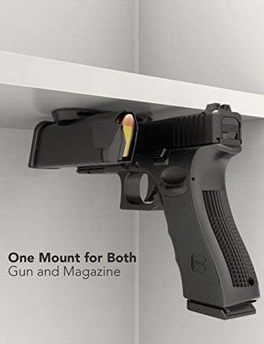 Magnetic Gun Mount 2-Pack | Rubberized 48 lbs Rated Gun Magnet | Gun Magnet Mount-Concealed Holder for Handgun, Pistol, Rifle, Shotgun, Revolver, Magazine - Thumbnail 2