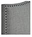 Modern Arch Upholstered Padded Gray Linen Fabric Headboard with Metal Nailheads -Queen