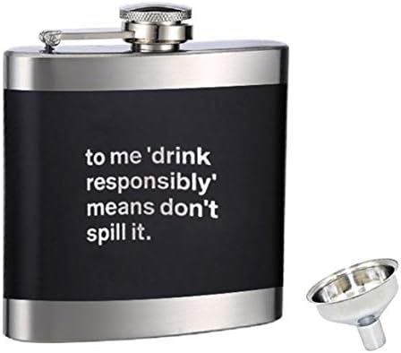 Liquor-Flask-Funny Matte Black LeakProof Premium 8 oz