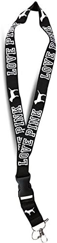 Victoria's secret Love Pink Detachable Lanyard black for keys cell phones clip clasp breakaway heavy duty