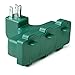 ClearMax 3 Outlet Heavy Duty Indoor Outdoor Power Splitter with Outlet Covers (Green - 2 Pack)