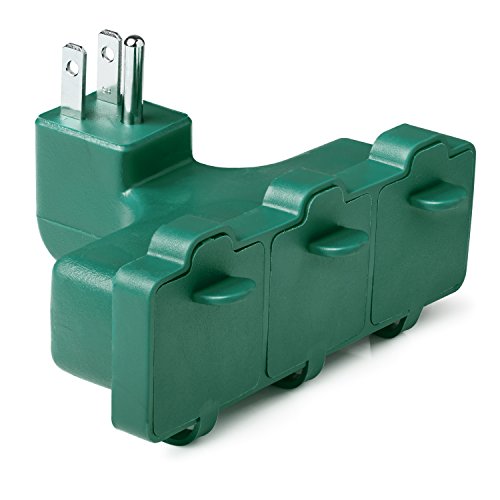 ClearMax 3 Outlet Heavy Duty Indoor Outdoor Power Splitter with Outlet Covers (Green - 3 Pack) - Thumbnail 4