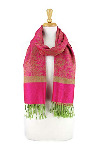 Paskmlna Paisley Jacquard Pashmina Shawl Wrap Scarf Stole (Hotpink018127)