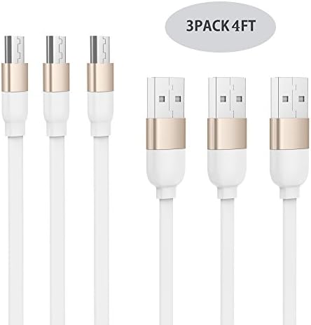 Zhicity Micro USB Cable 4 FT Android Cable Tangle-free Charging Cables for Samsung, HTC, Motorola, Nokia, Kindle, MP3, Tablet and more 3 Packs