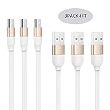 Zhicity Micro USB Cable 4 FT Android Cable Tangle-free Charging Cables for Samsung, HTC, Motorola, Nokia, Kindle, MP3, Tablet and more 3 Packs