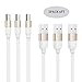 Zhicity Micro USB Cable 4 FT Android Cable Tangle-free Charging Cables for Samsung, HTC, Motorola, Nokia, Kindle, MP3, Tablet and more 3 Packs