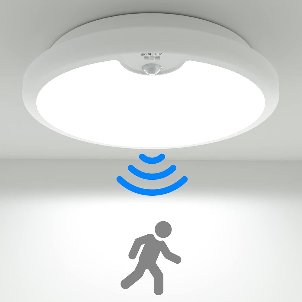 Peasur Motion Sensor LED Ceiling Light 6000K 300LM Battery Powered Ø18cm